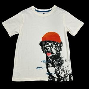 Tea Salty Dog UV Graphic T Shirt Youth Sz 14 Cream Orange Hat